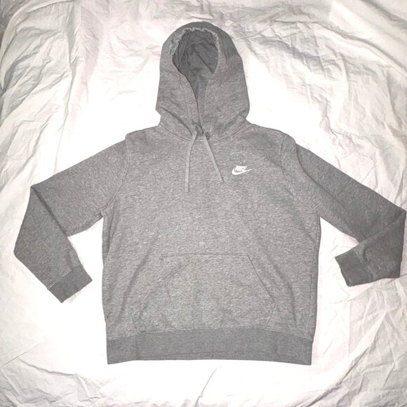 EXCELLENT Club Nike Gray Classic Fleece Cotton Blend Pullover Hoodie L - Picture 10 of 11
